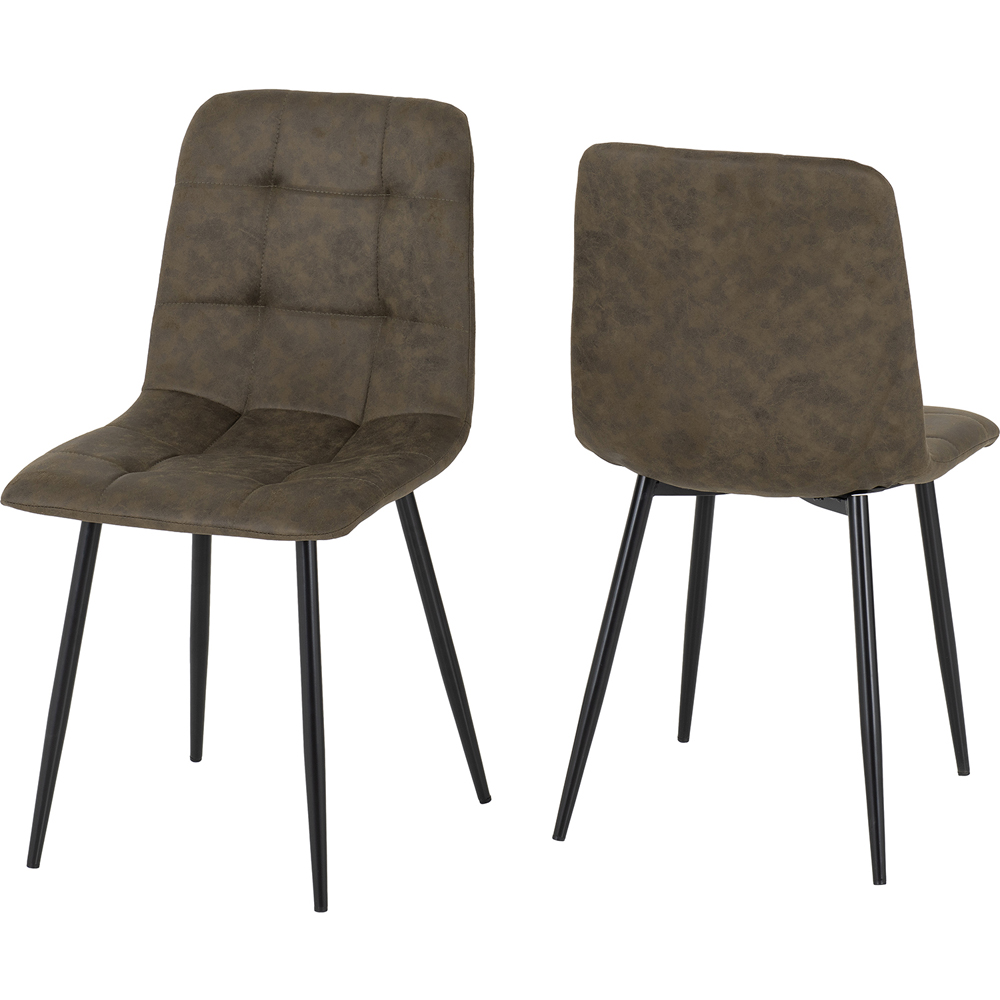 Seconique Fenton 4 Seater Dining Set White and Olive Green Suede Fabric Image 5