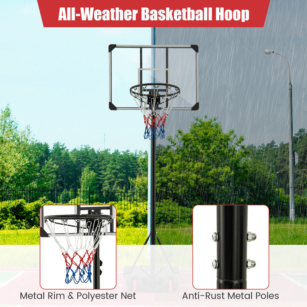 Costway Adjustable Height Portable Basketball Hoop with Front Wheels Image 5