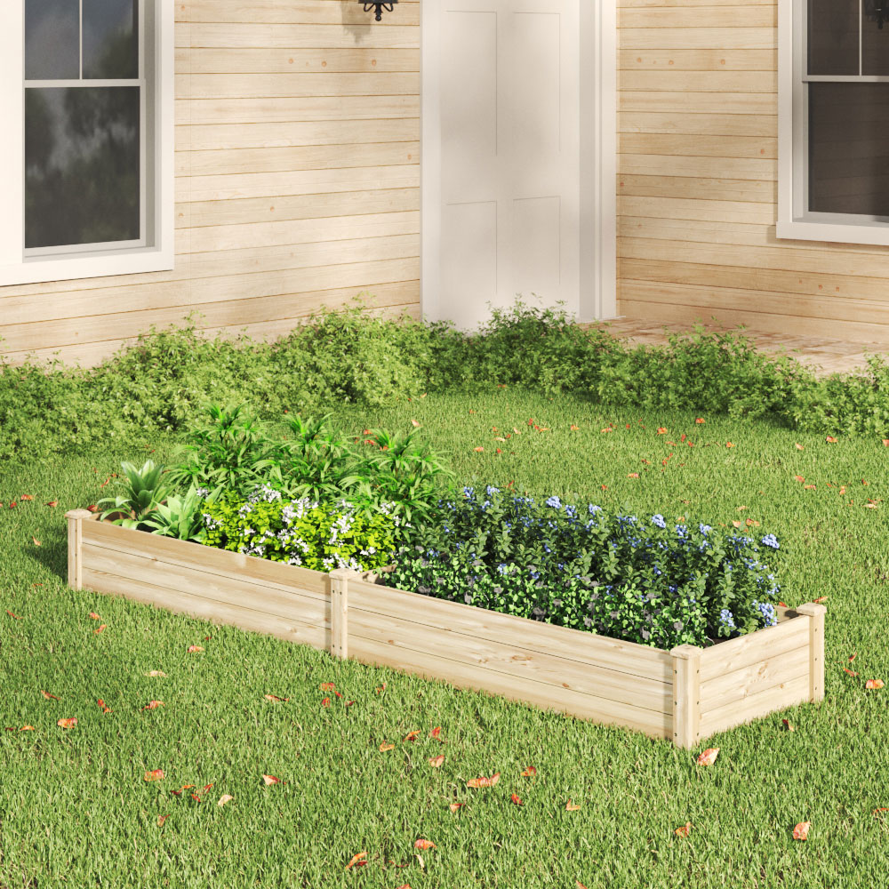 Living and Home Natural Solid Wood Raised Garden Bed 2 x 7.9ft Image 7