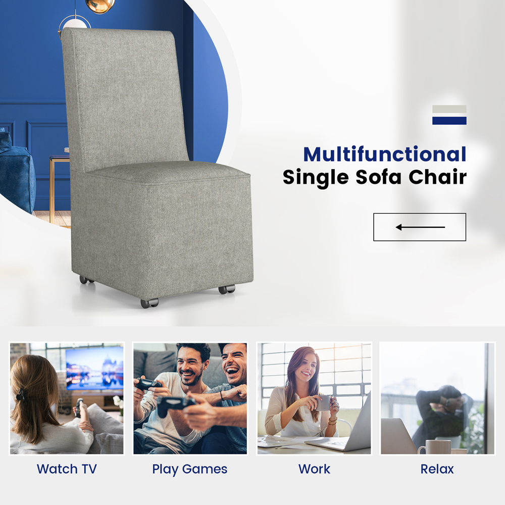 Costway Grey Upholstered Accent Chair Image 6