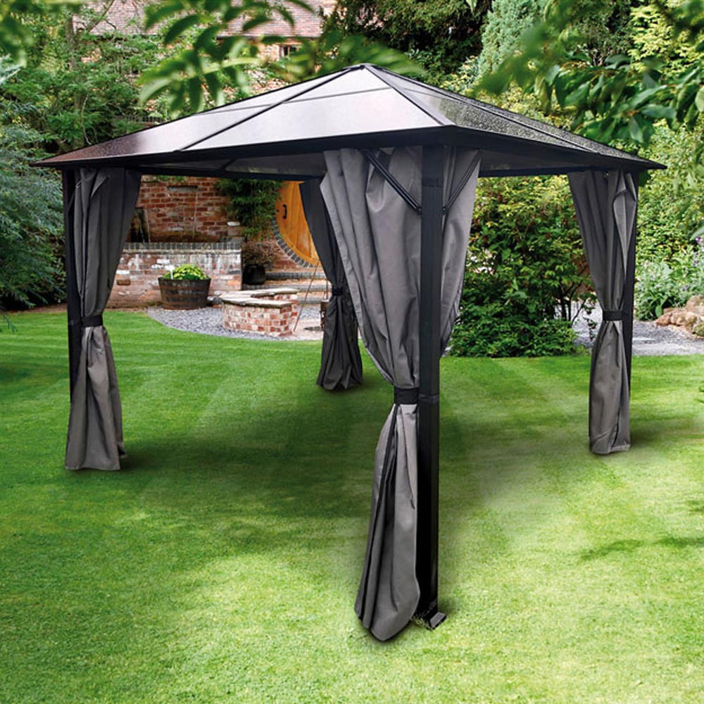 Glendale Peninsula 2.5 x 2.5m Grey Polycarbonate Garden Gazebo Image 1