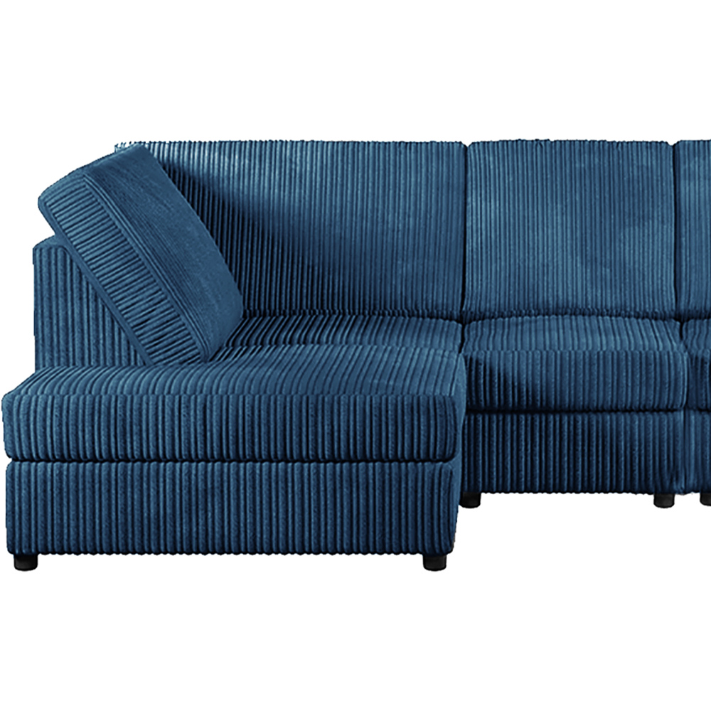 Luxor 4 Seater Marine Blue Jumbo Cord Left Hand Facing Full Back L Shaped Corner Sofa Set Image 3