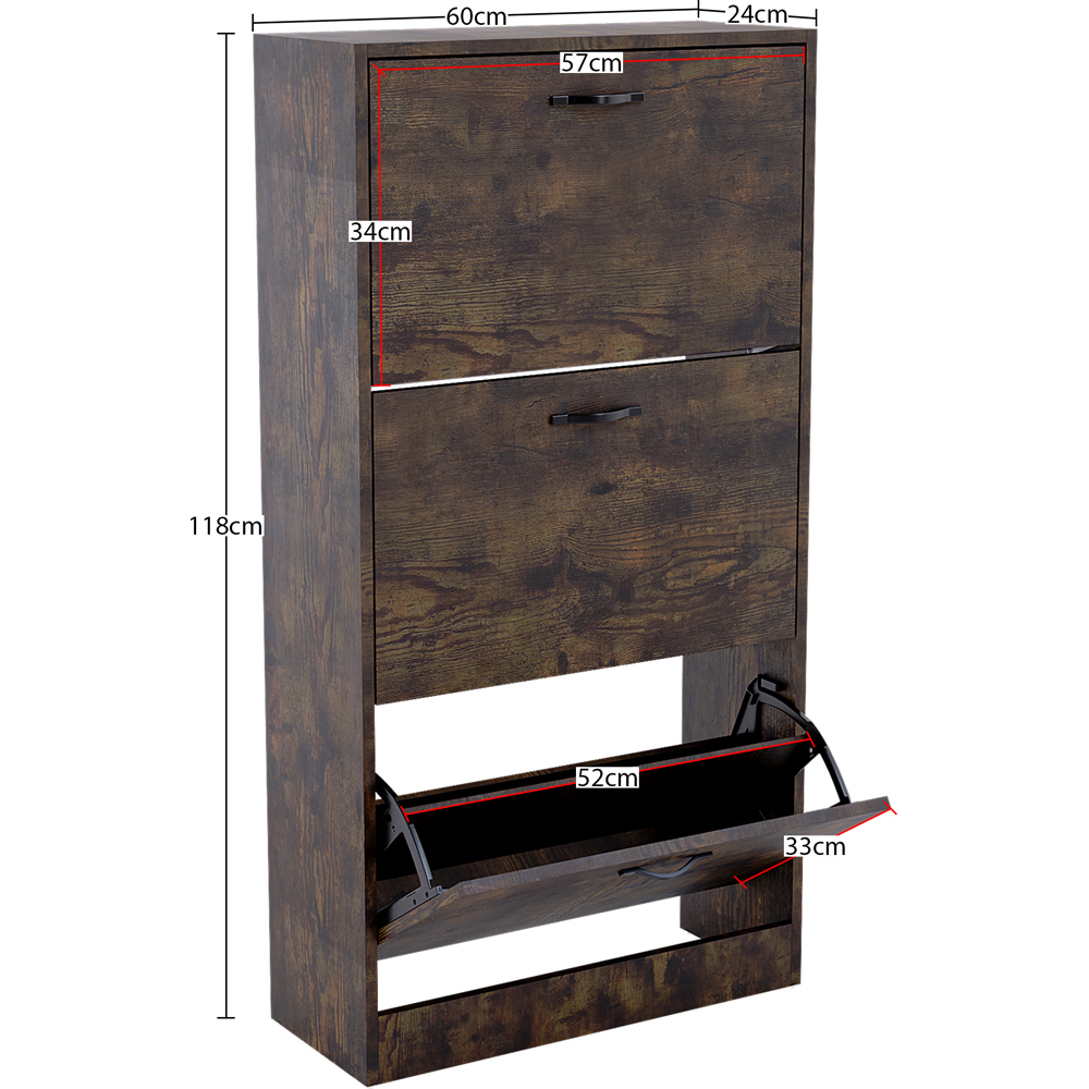 Vida Designs 3 Drawer Dark Wood Shoe Cabinet Image 8