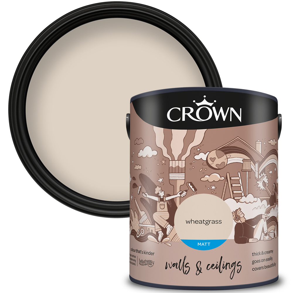 Crown Breatheasy Walls & Ceilings Wheatgrass Emulsion Paint 5L Image 1
