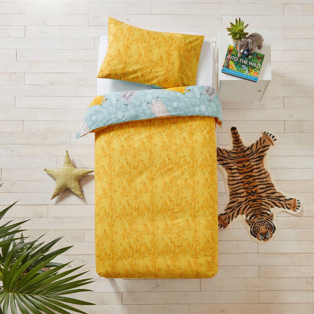 little furn. Wild Friends Toddler Blue Kids Duvet Cover Set Image 2