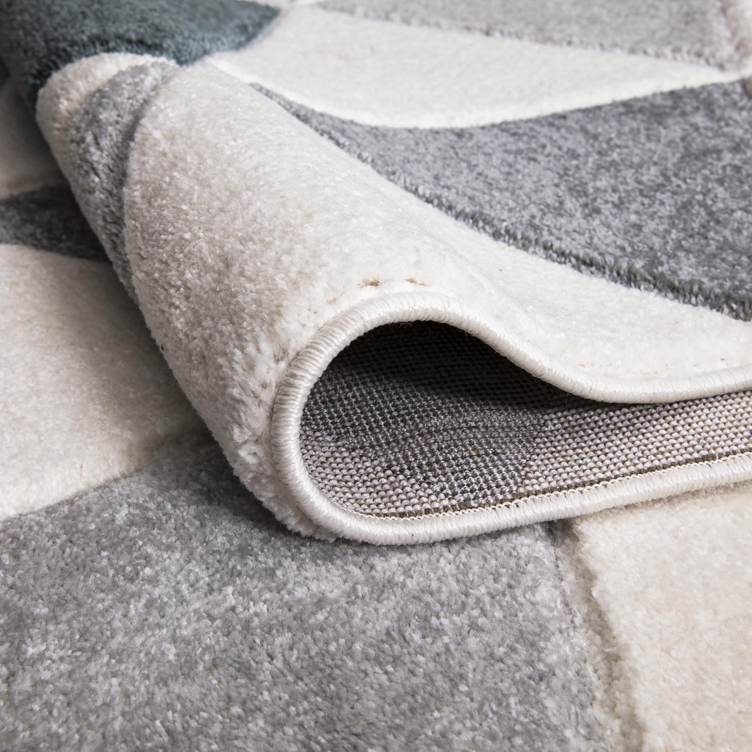 Modern Triangle Geo Rug - Teal and Grey / 120cm Image 2