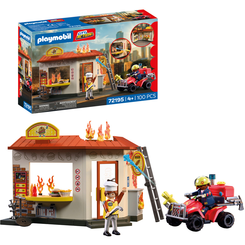 Playmobil Fire Quad with Burger Shop Play Set 100 Piece Image 3