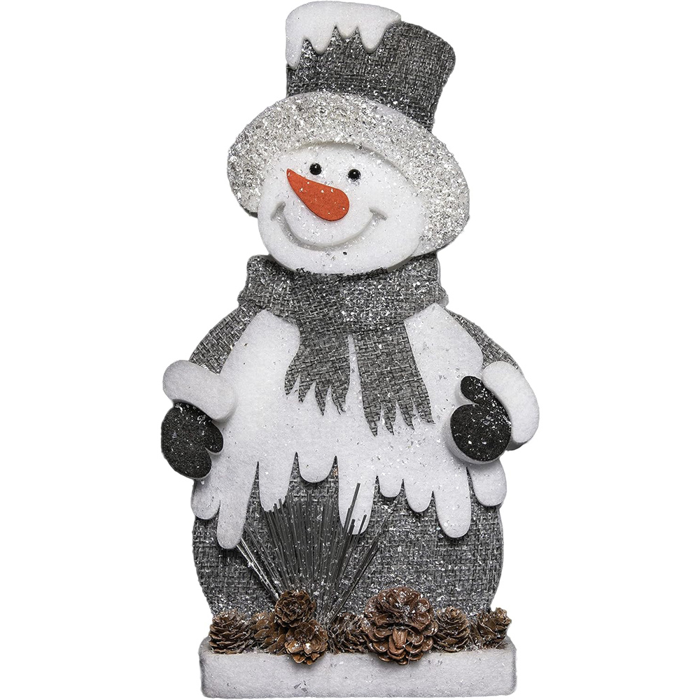 Shatchi Grey Snowman Glitter Foam Figurine Christmas Decoration 42cm Image 1