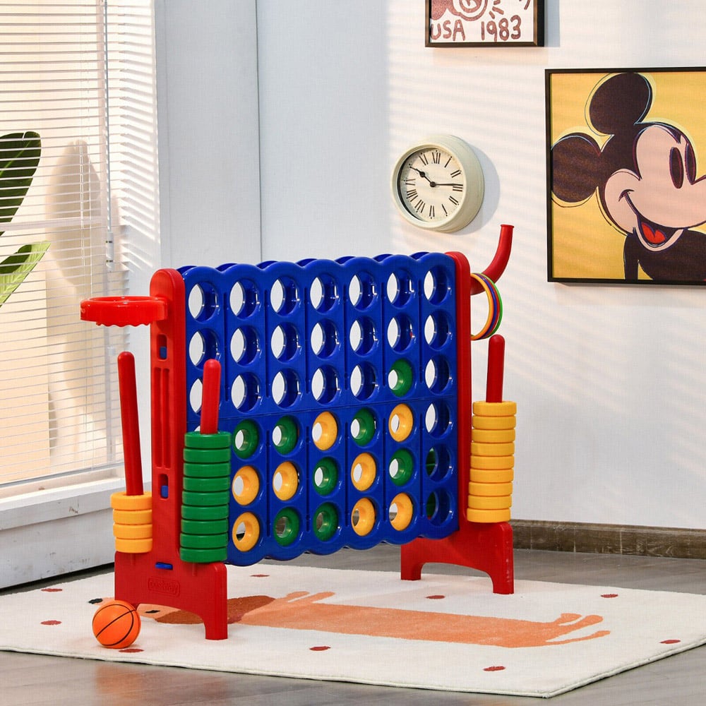 Costway Red and Blue Giant 4 In A Row Connect Game Set with 42 Rings Image 2