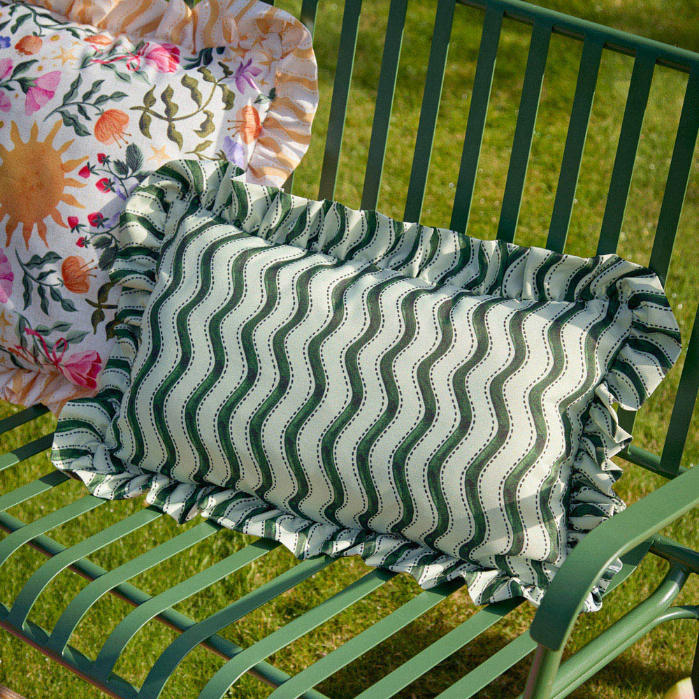 Furn Summer Solstice Green Wiggly Stripe Cushion 30 x 50cm Image 2