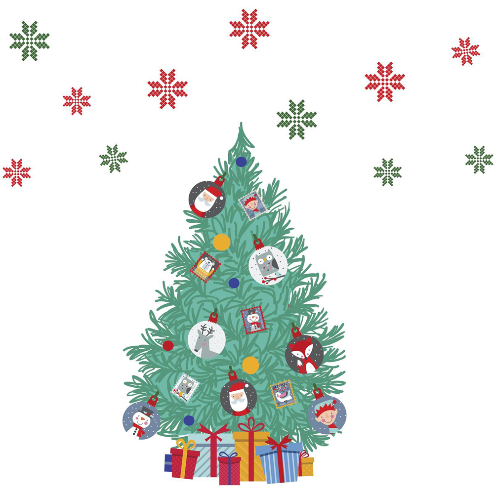 Walplus Bauble Christmas Tree Self Adhesive Wall Stickers 15 Piece Image 2