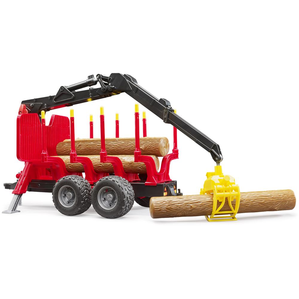 Bruder Kids Forestry Trailer with Loading Crane and 4 Trunks Playset Model Image 3
