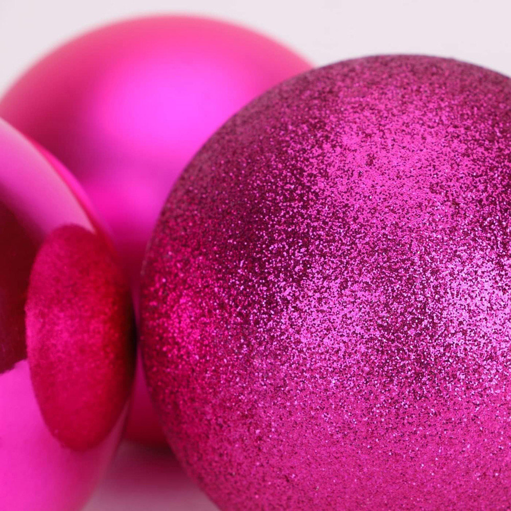 Shatchi 15cm Pink Shatterproof Christmas Baubles 3 Pack Image 3