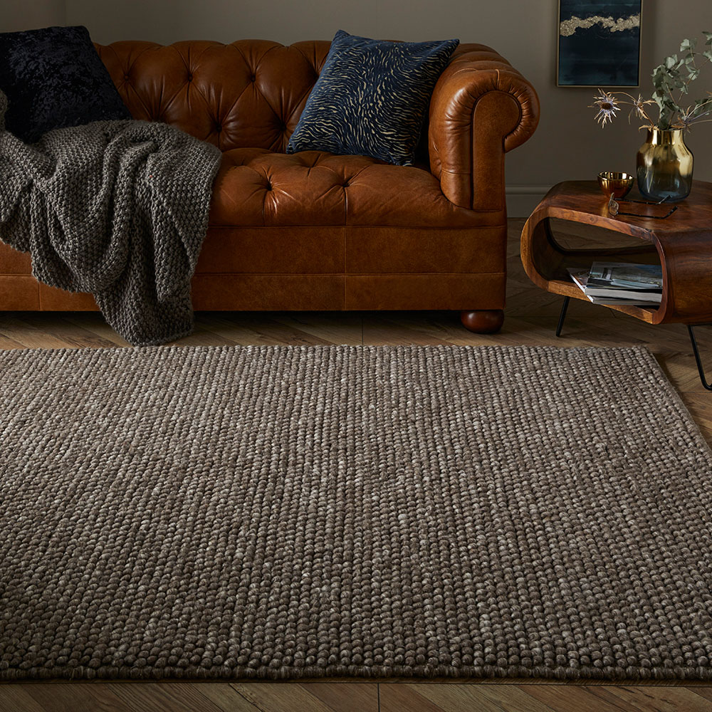 Esselle Home Delilah Taupe Mottled Wool Pebble Rug 200 x 290cm Image 2