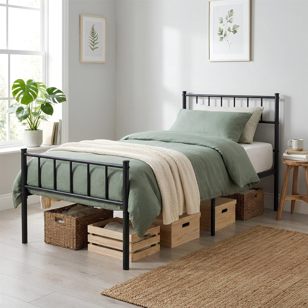 Harbour Housewares Black Single Metal Bed Frame Image 4