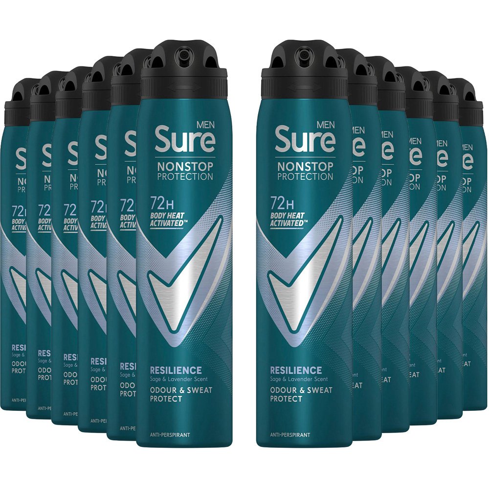 Sure Men 72H Non-Stop Protection Anti-Perspirant Resilience Cobalt Dry Deodorant 250ml 12 Pack Image 1