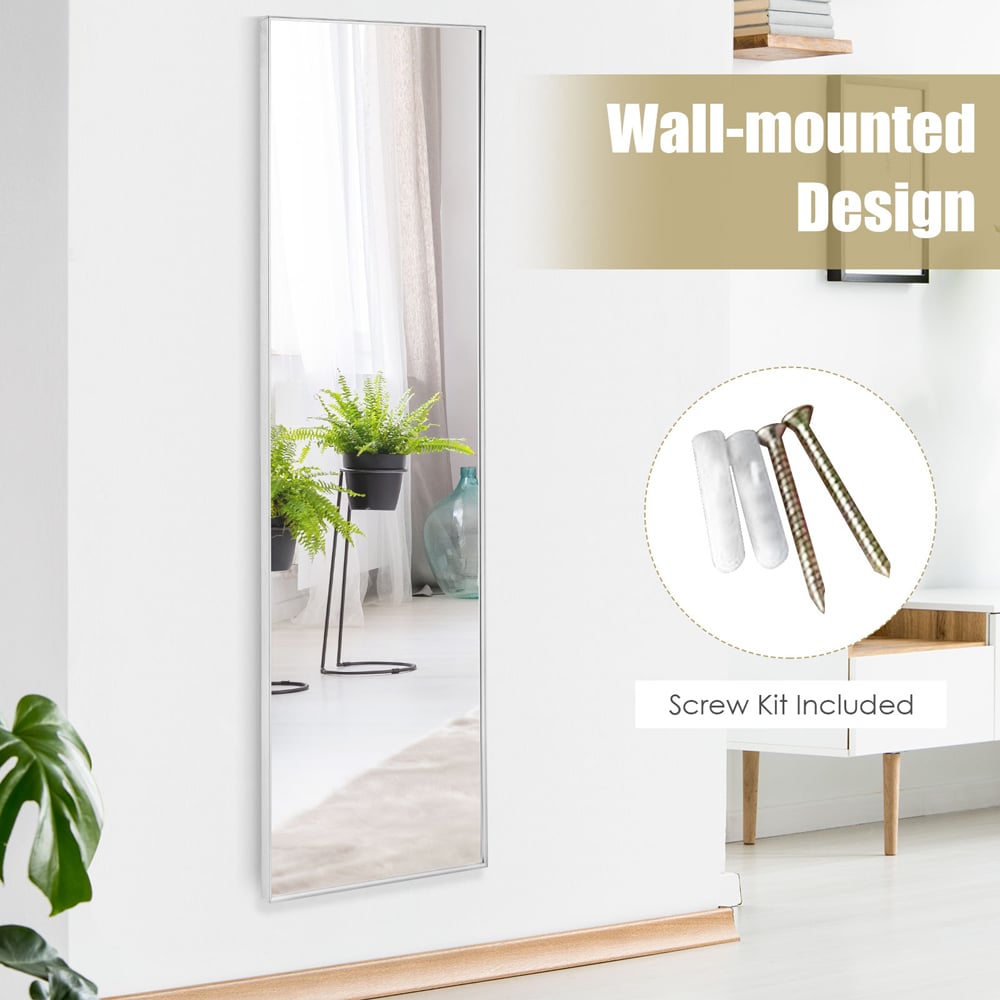 Costway Silver Full Length Wall Hanging Mirror with Adjustable Hook Image 7