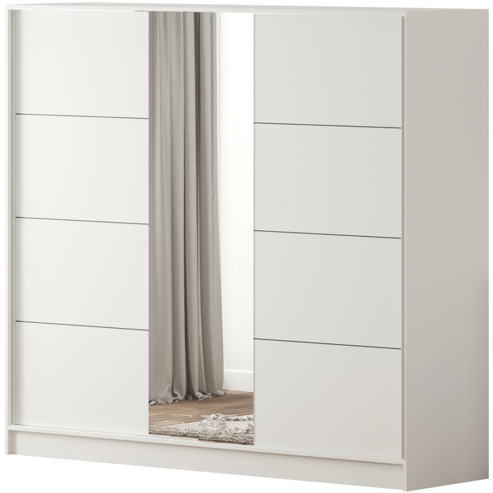Evu SABRO XL Sliding Door White Mirrored Wardrobe Image 2