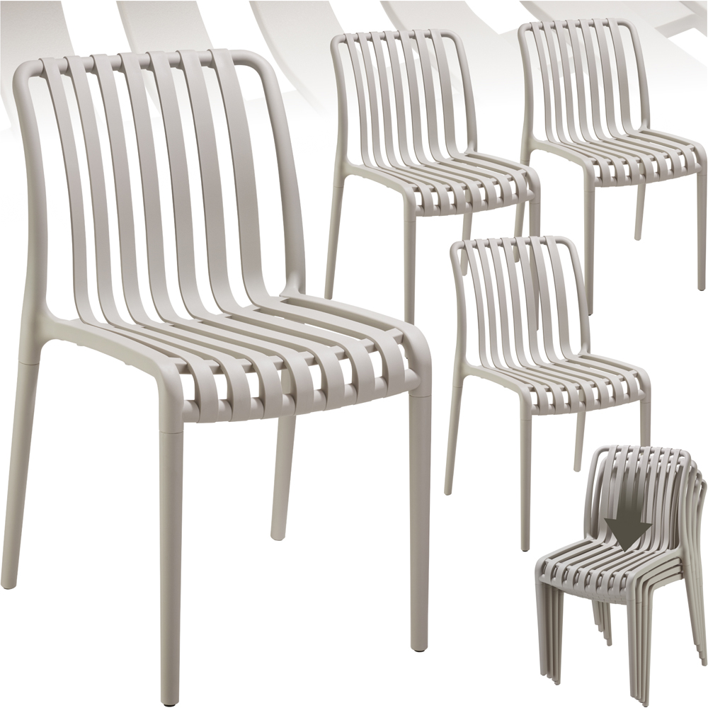 tectake Alcudia Set of 4 Taupe Stackable Garden Chair Image 2
