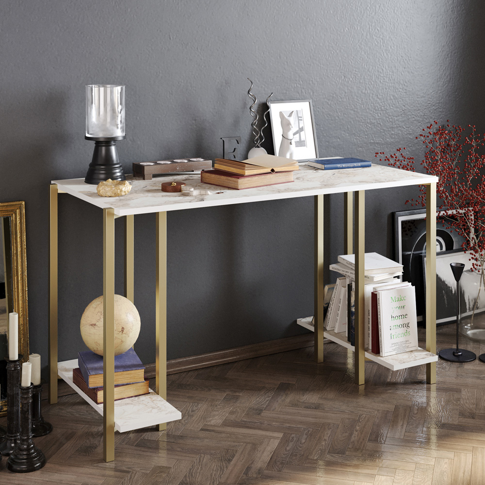 Decorotika Reader 2 Shelf Computer Desk Ephesus Gold Image 5