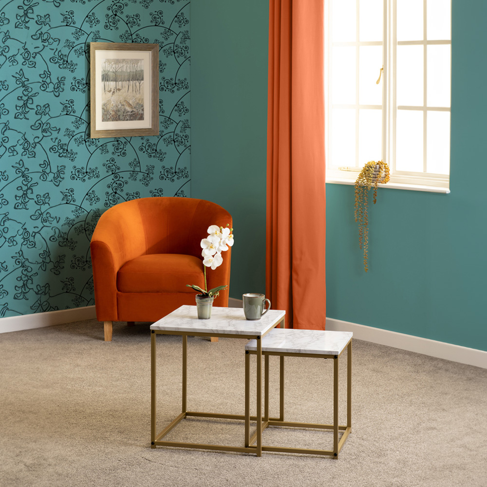 Seconique Dallas Marble and Gold Effect Nest of Tables Set of 2 Image 6