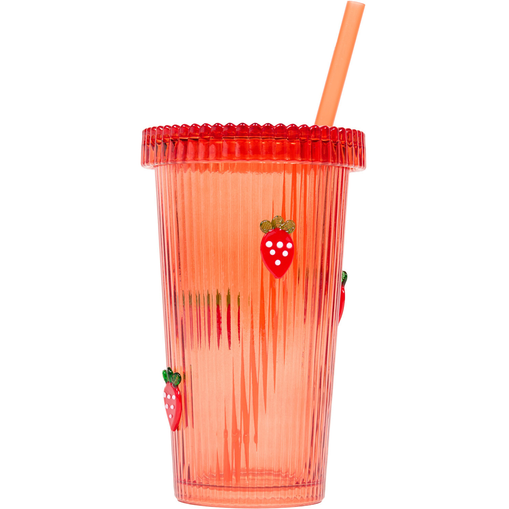 Glass Drinking Jar With Fruit Decal Image 3