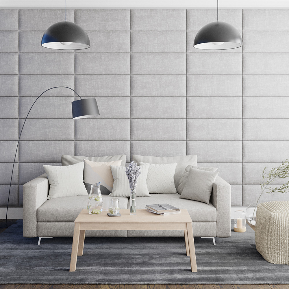 Aspire EasyMount Storm Pure Pastel Cotton Upholstered Wall Mounted Headboard Panels 8 Pack Image 3