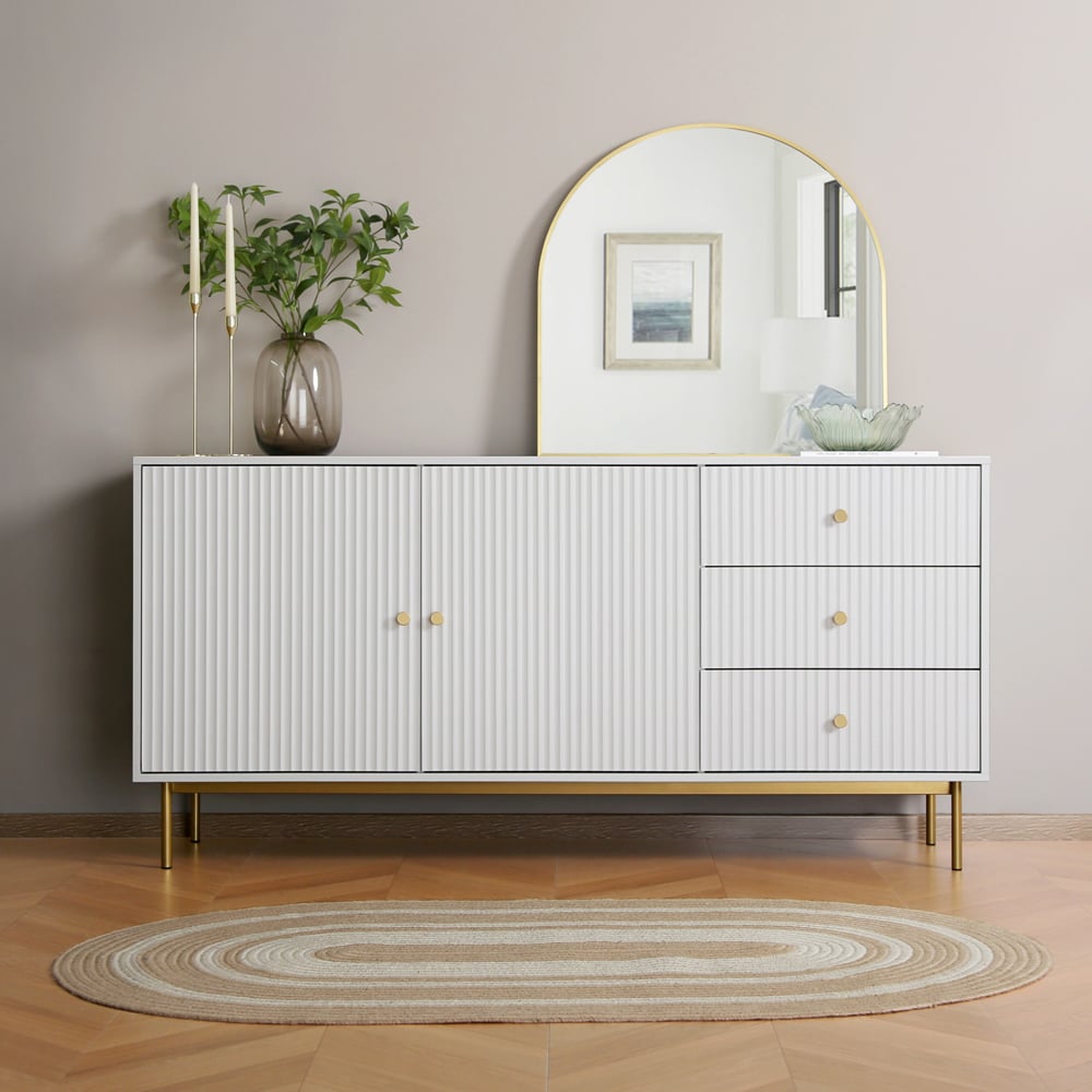Devon 2 Door 3 Drawer White Sideboard Image 3