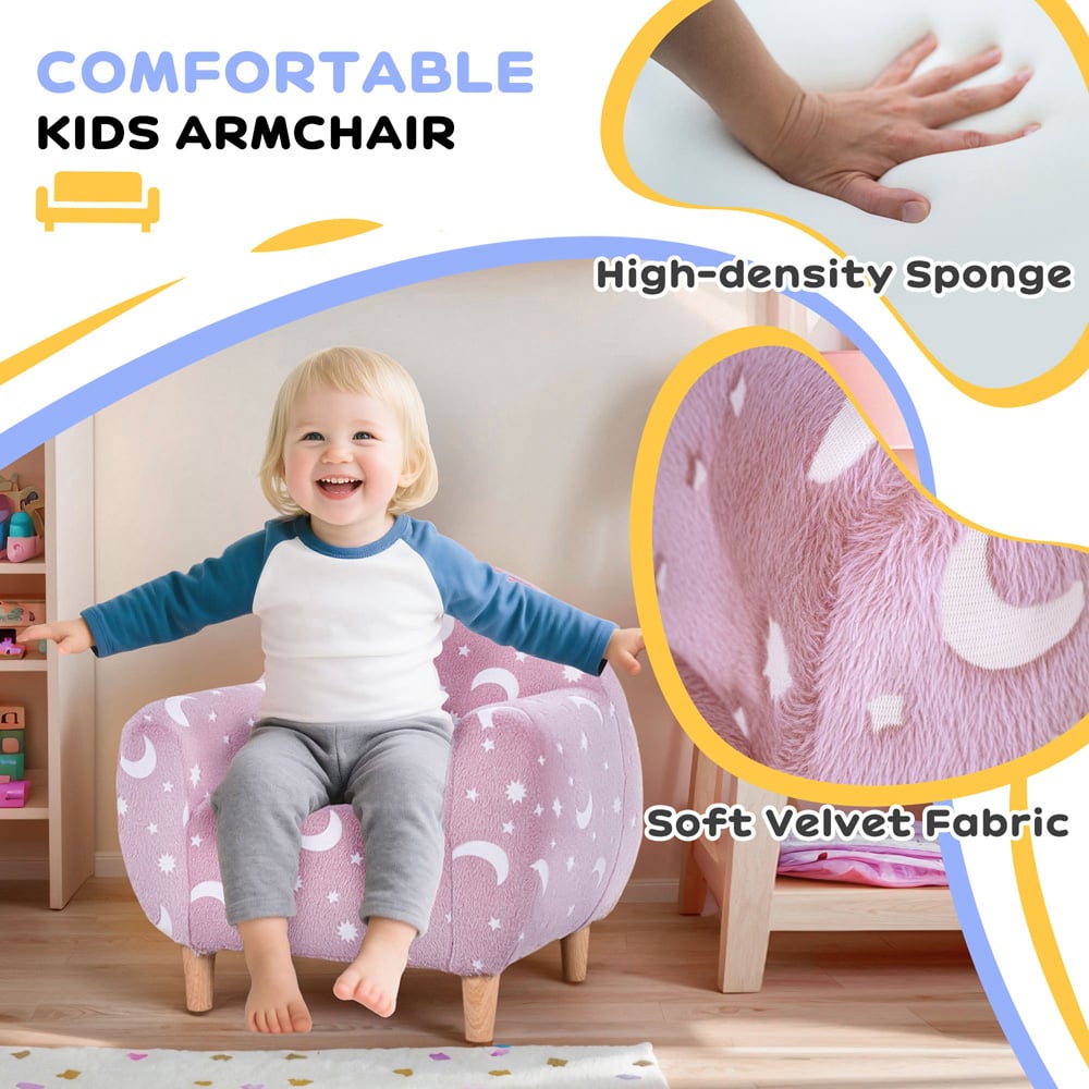 AIYAPLAY Pink Glow in the Dark Kids Armchair Image 5