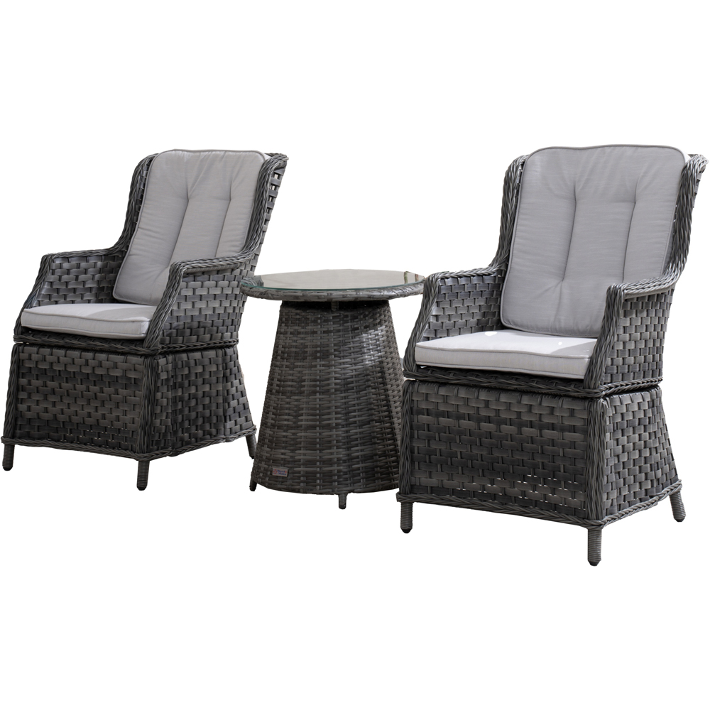 Direct Wicker 2 Seater Grey Rattan Aluminium Garden Bistro Set Image 2