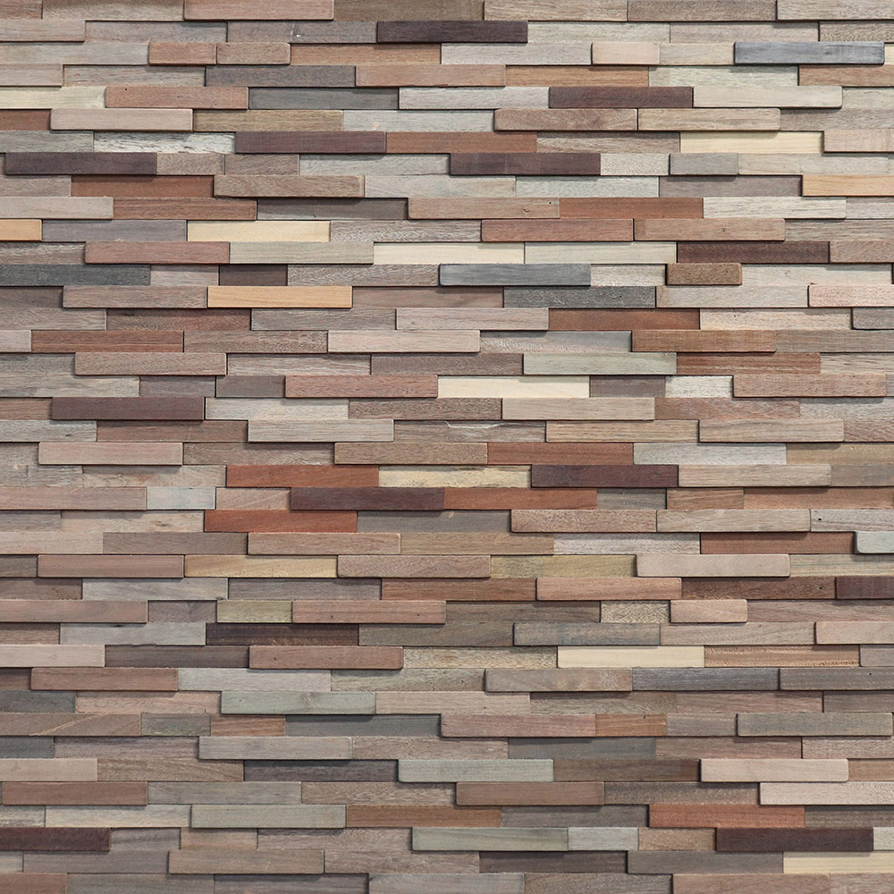 Tuscan Smooth Mosaic Dark Brown 3D Split Face Hardwood Wall Tile Image 4