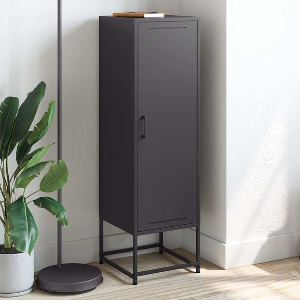 vidaXL Single Door Black Steel Highboard Image 1