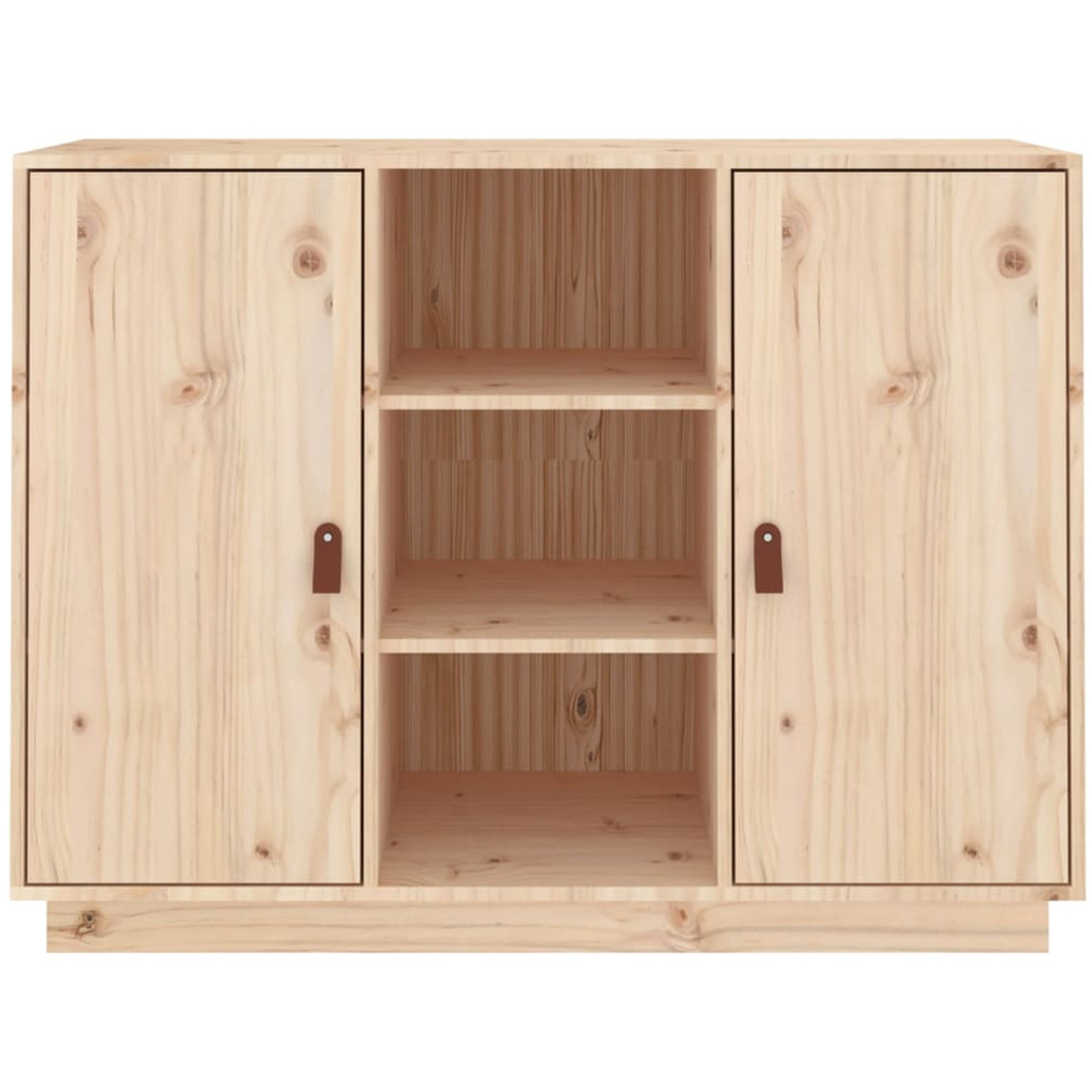 vidaXL 2 Door 3 Shelf Natural Pine Wood Sideboard Image 3