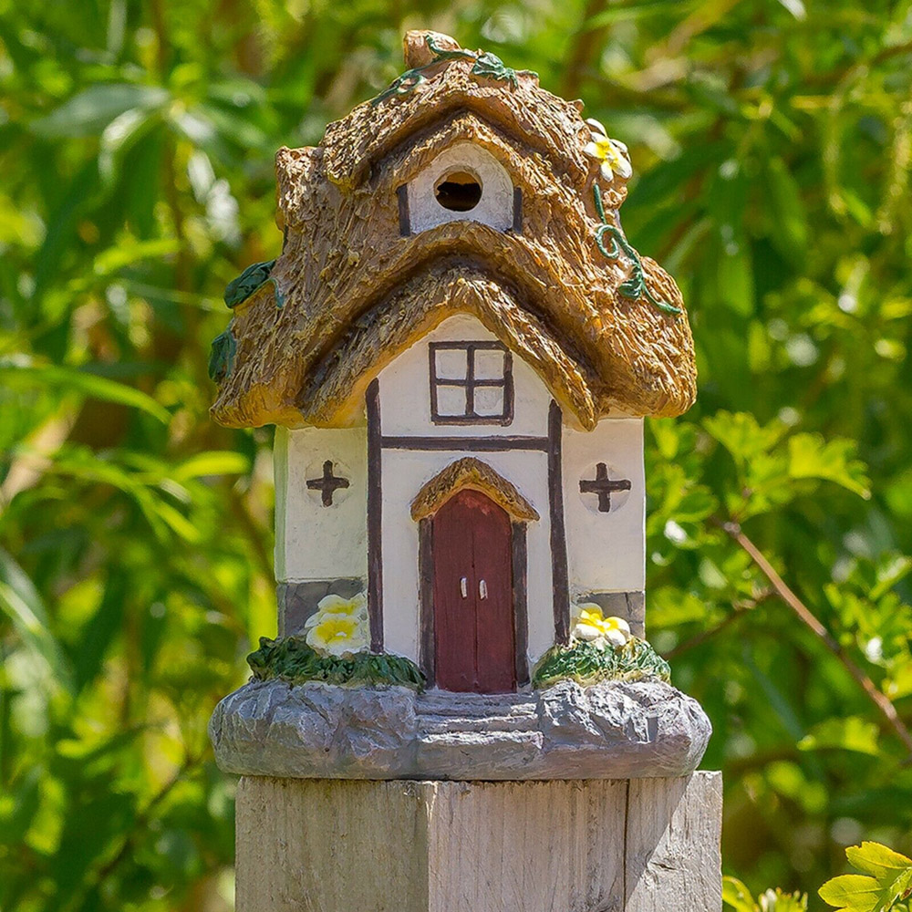 wilko Thatched Cottage Fairy House Solar Garden Ornament Image 2