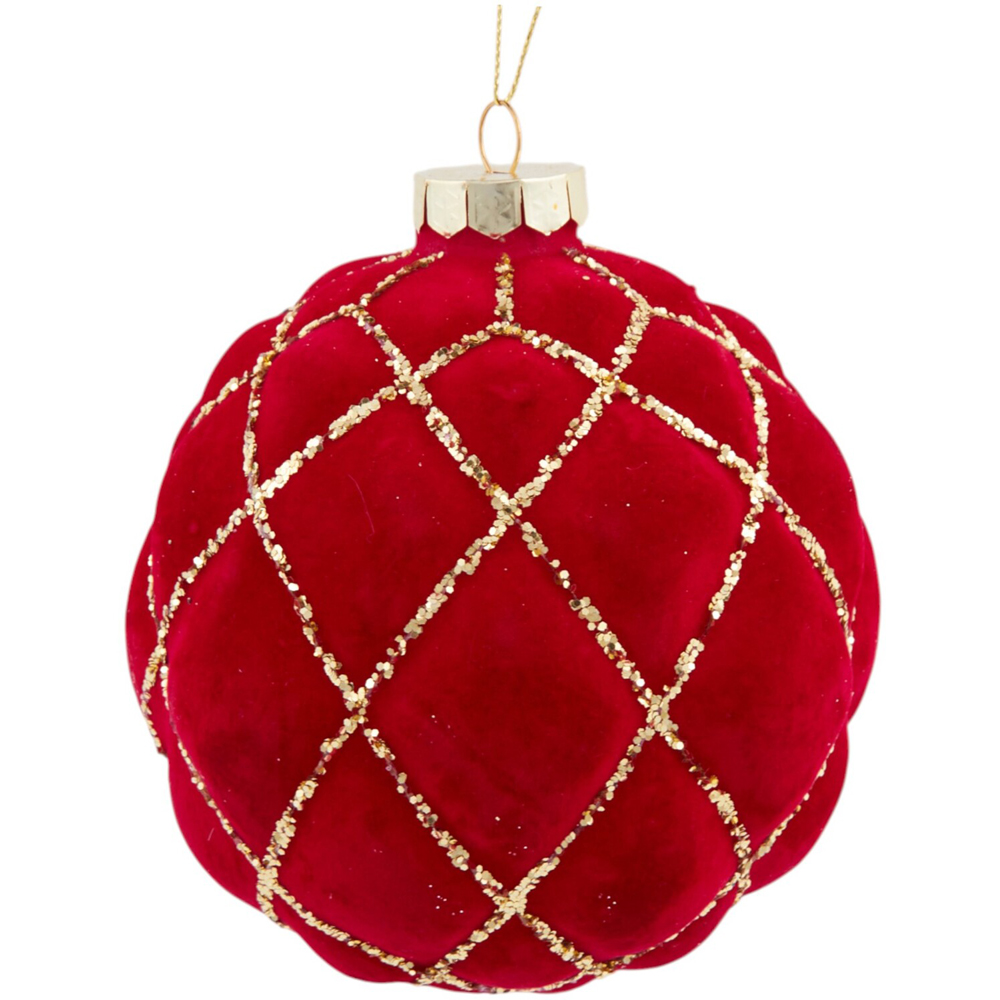 Flocked Traditional Glass Bauble Image 4