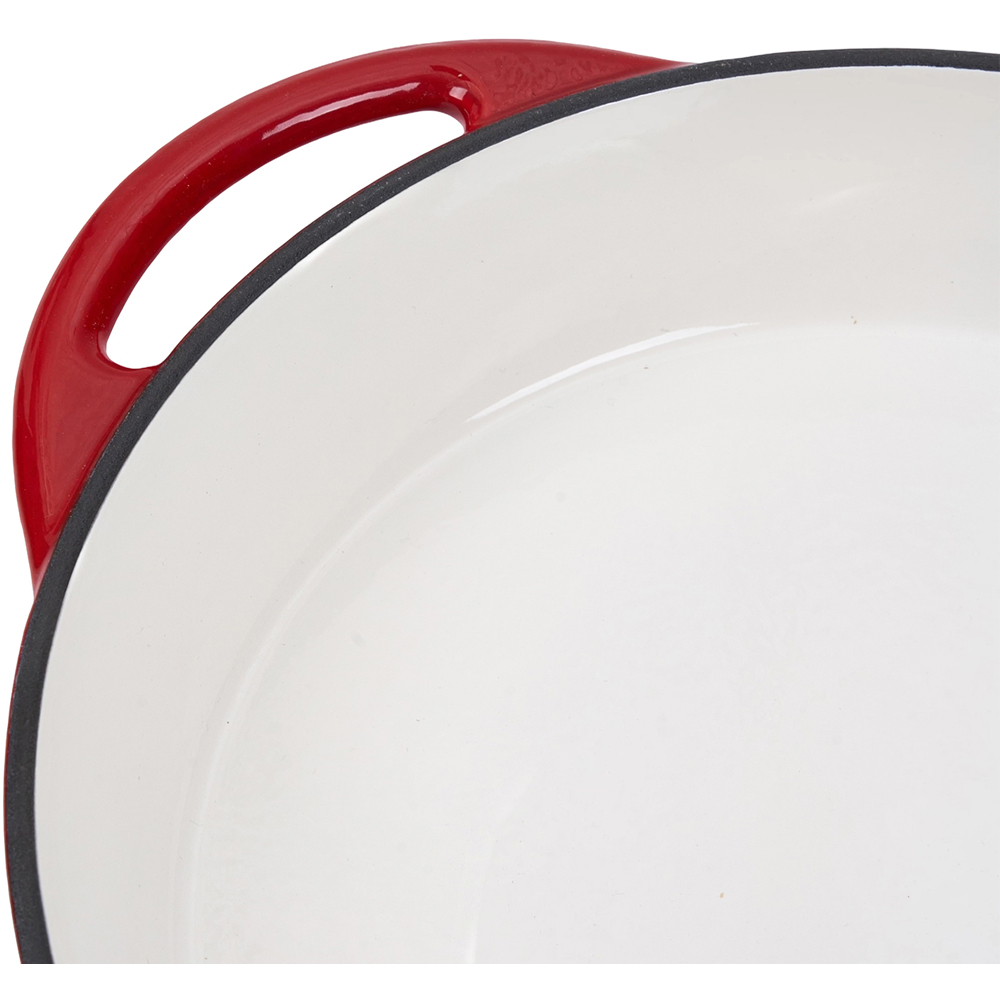 Living and Home 46 x 29cm Red Enamelled Cast Iron Round Frying Pan Image 3
