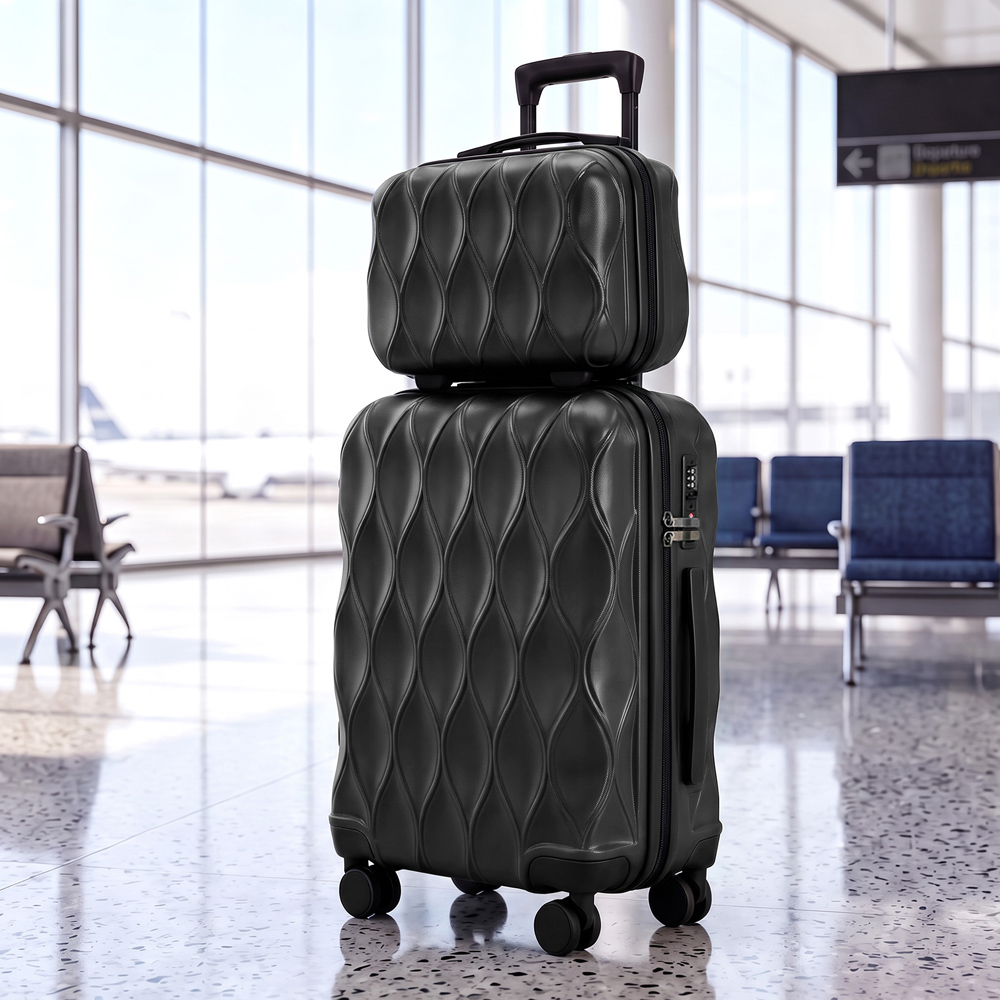 HOMCOM Set of 2 Black Hard Shell Luggage Suitcase with TSA Lock and USB Port Image 2