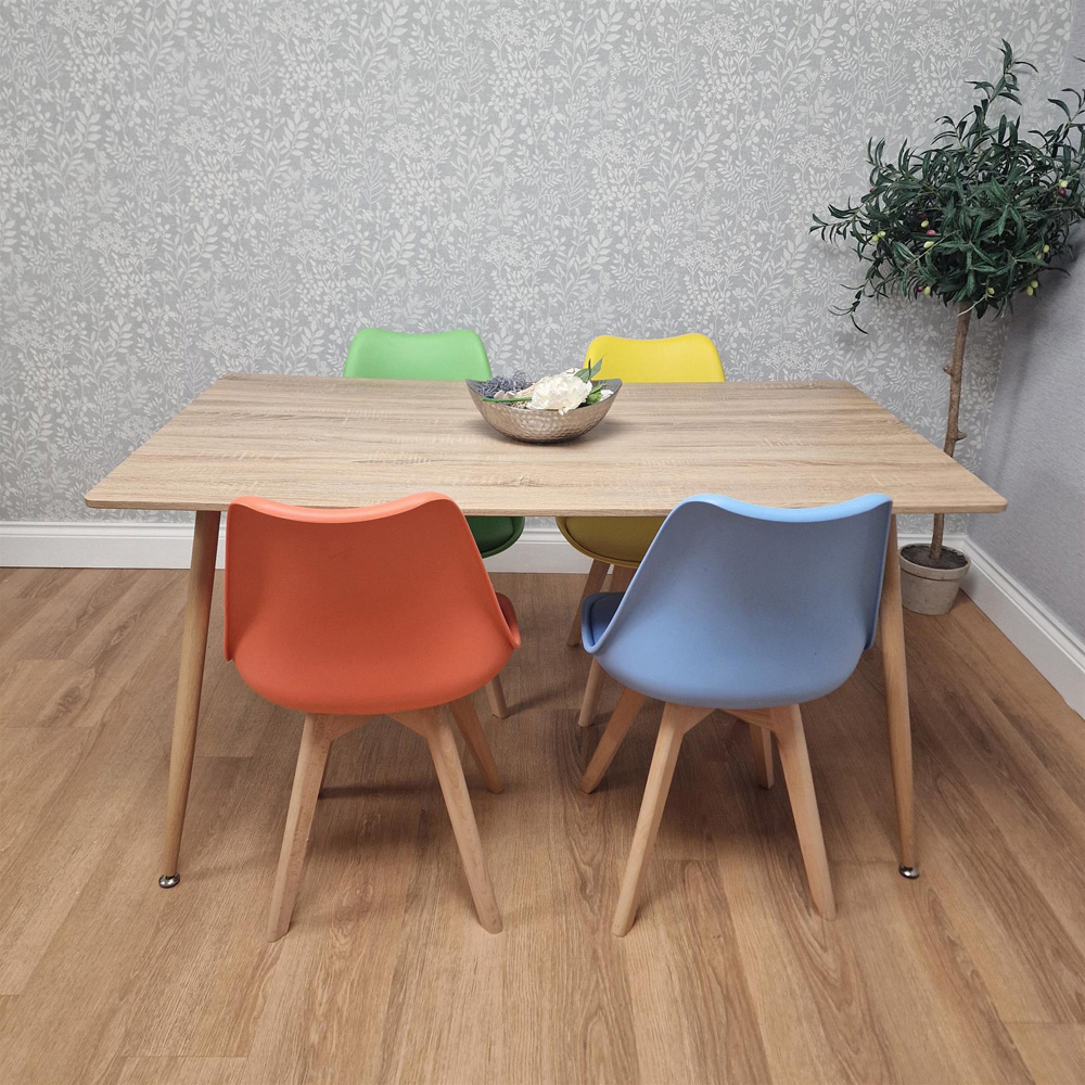 Kosy Koala 4 Seater Wood Effect Faux Leather Dining Set Multicolour Image 5