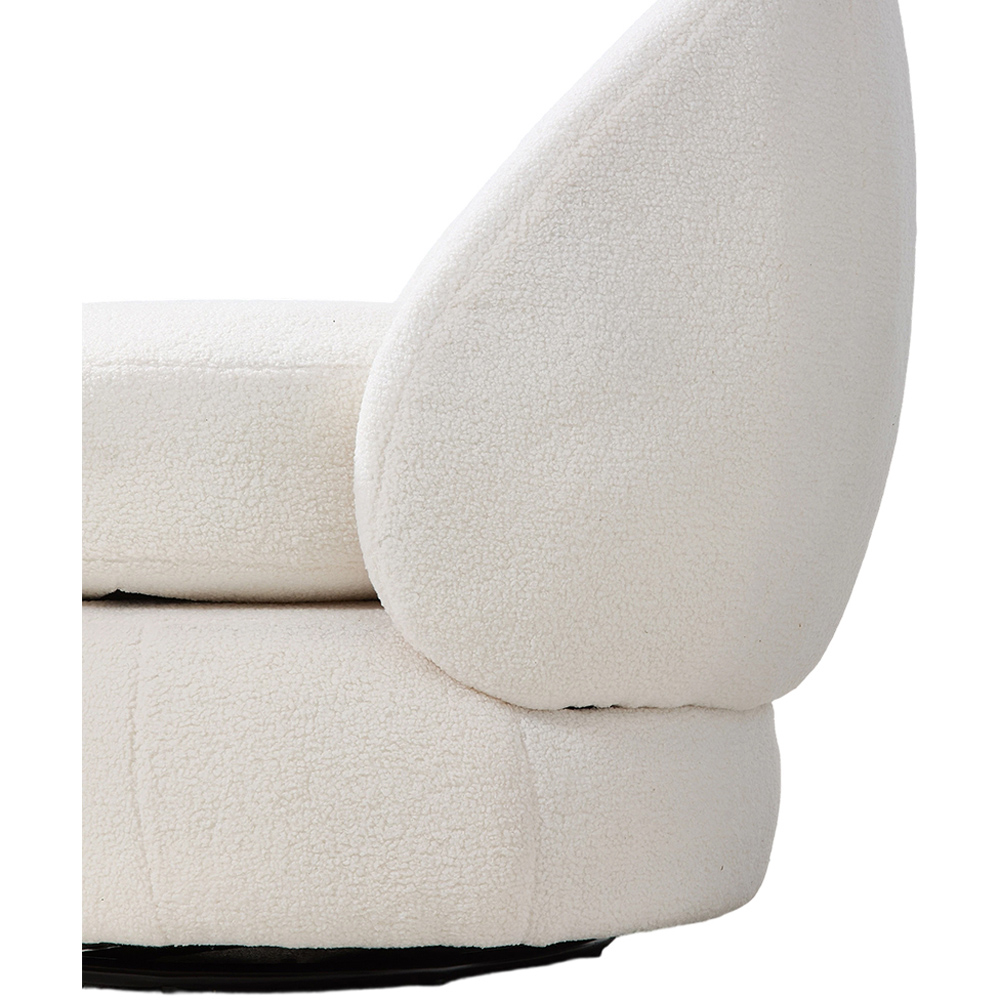 Living and Home White Sherpa Fleece Rounded Design Padded Swivel Accent Chair Image 4