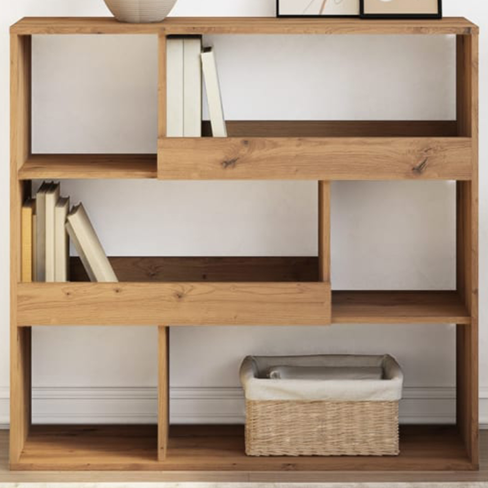 vidaXL 6 Shelf Artisan Oak Small Bookcase Image 1