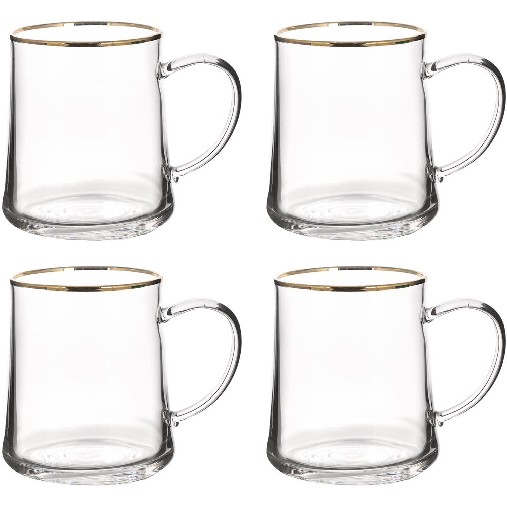 Dibor Gold Rimmed Glass Mug Set 4 Pack Image 1