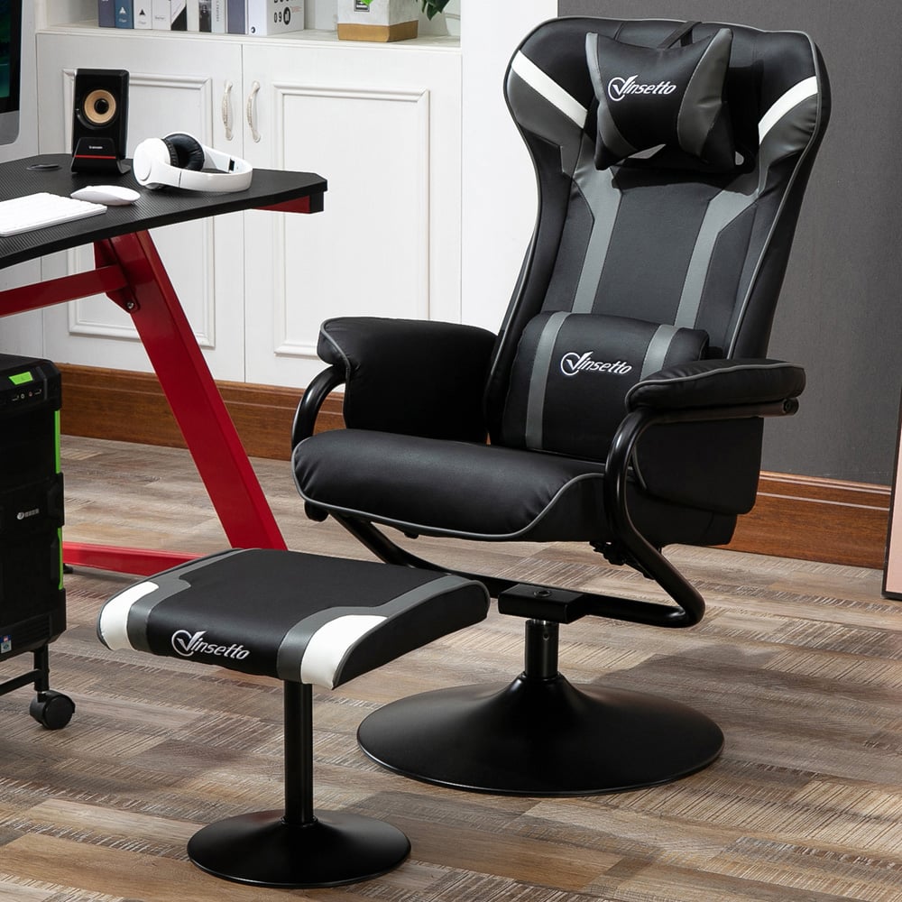 Portland Vinsetto Deep Grey Recliner Gaming Chair with Footrest Image 1
