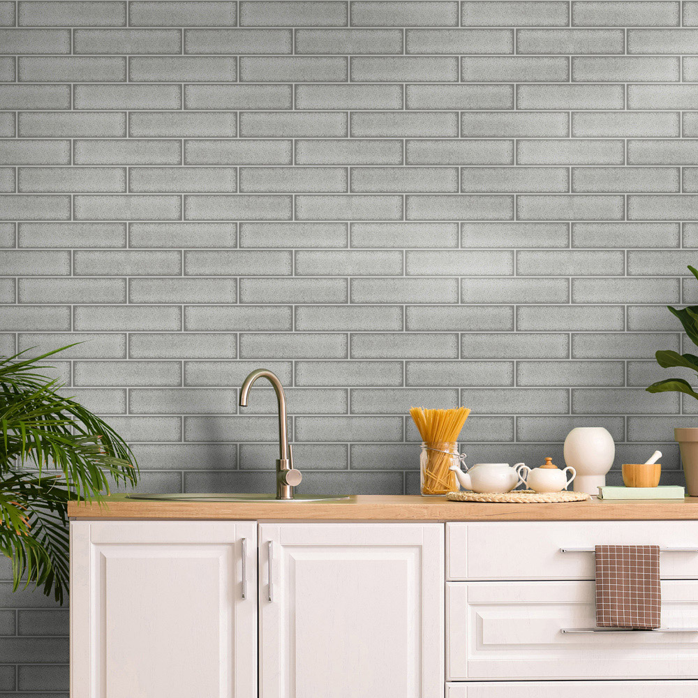 Holden Celadon Gloss Tile Grey Wallpaper Image 3