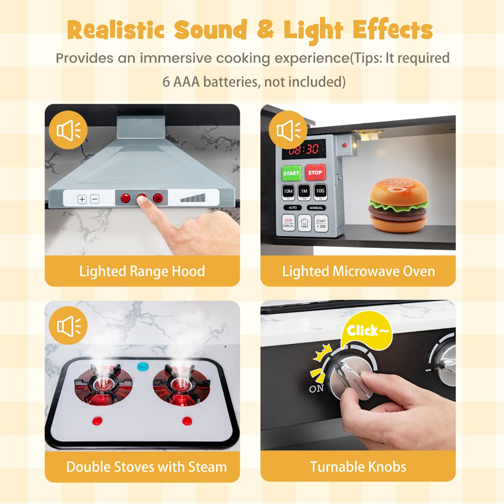 Costway Kids Coffee Kitchen Playset with Wash Basin Image 6