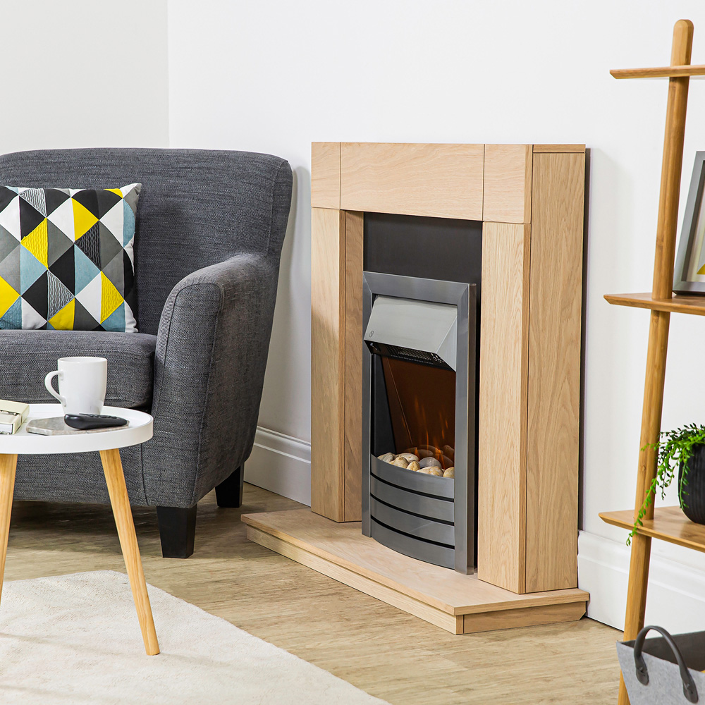 Zanussi 19 Inch Stainless Steel LED Electric Inset Fireplace with Real Pebbles and Remote 2000W Image 6
