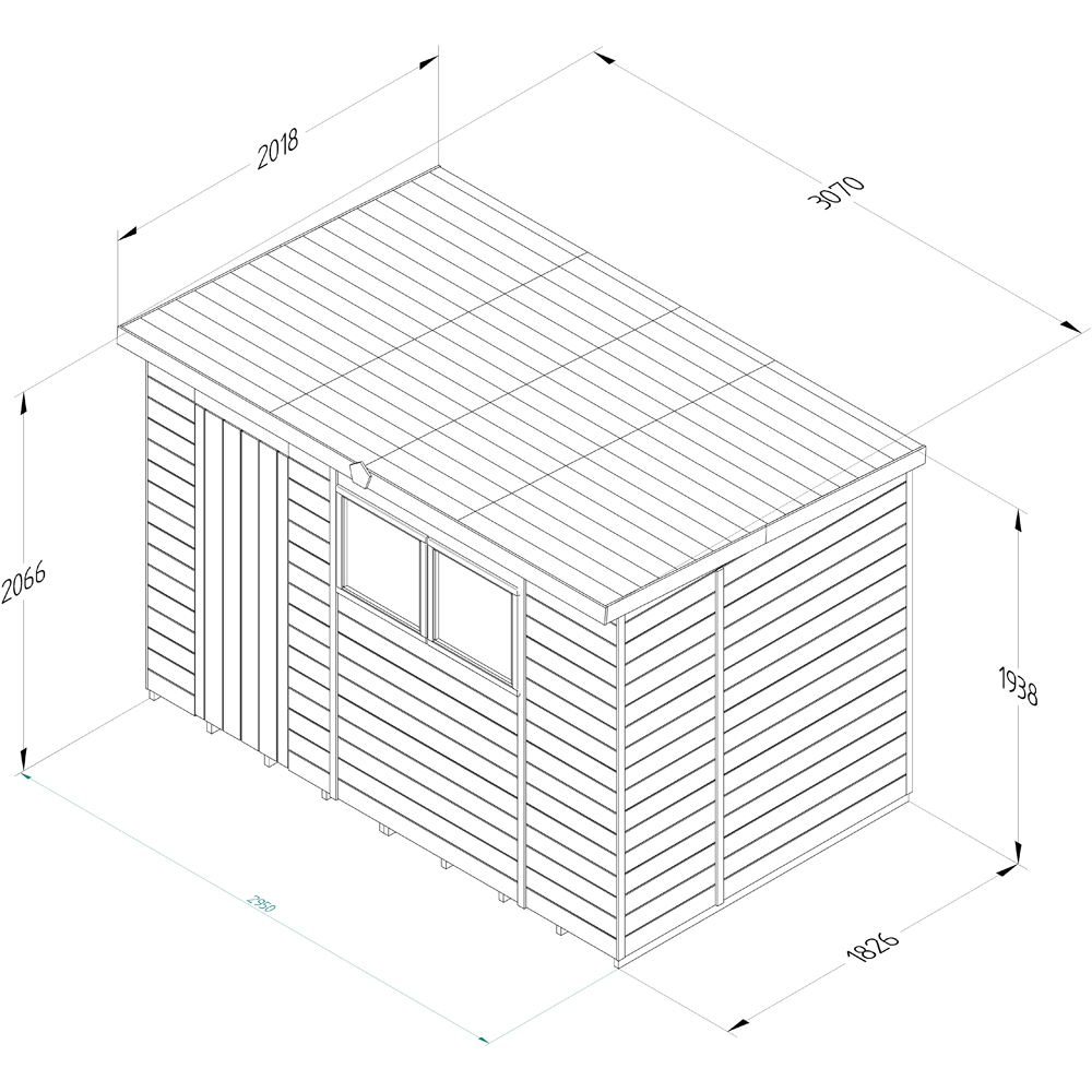 Forest Garden Timberdale 10 x 6ft 2 Opening Pent Shed Image 9
