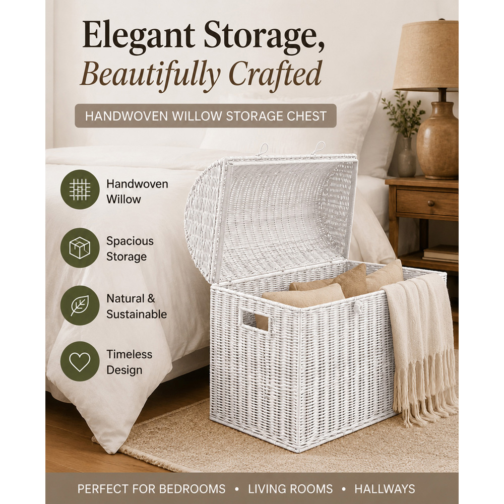 Home Republic White Rattan Woven Storage Chest Image 6