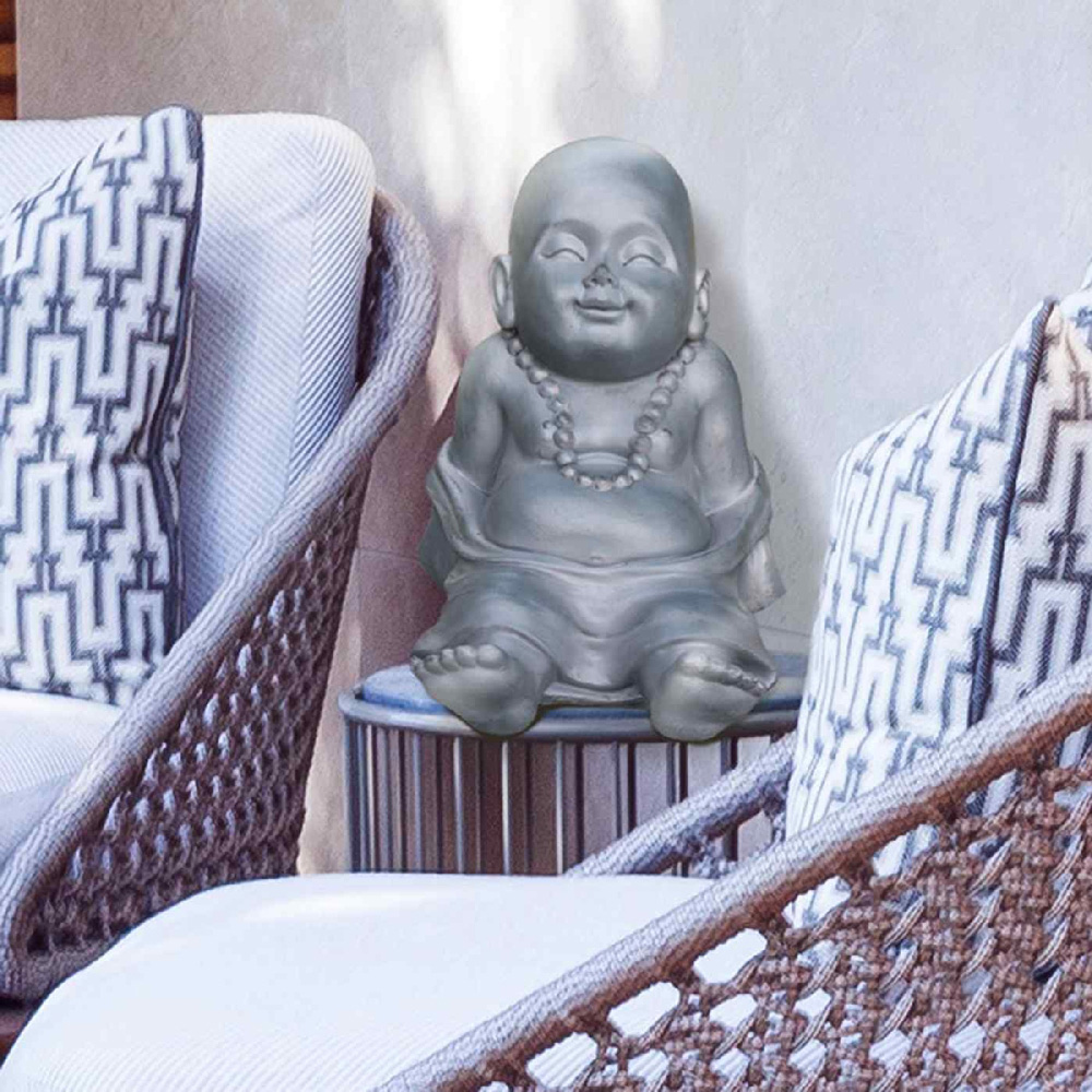 wilko Resting Baby Monk Grey Indoor and Outdoor Statue 26cm Image 4