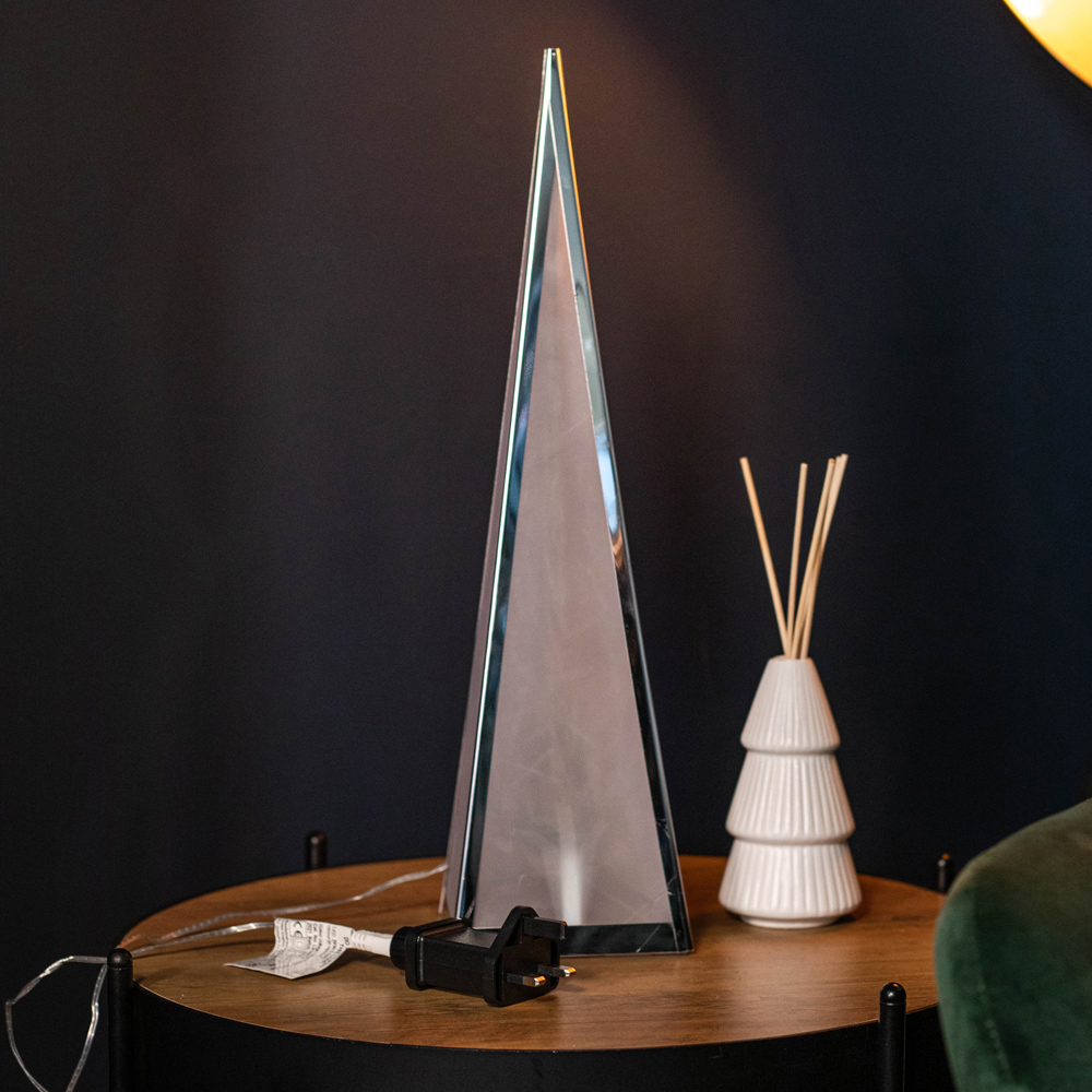 Samuel Alexander Silver Holographic Warm White LED Christmas Pyramid Decoration 60cm Image 2