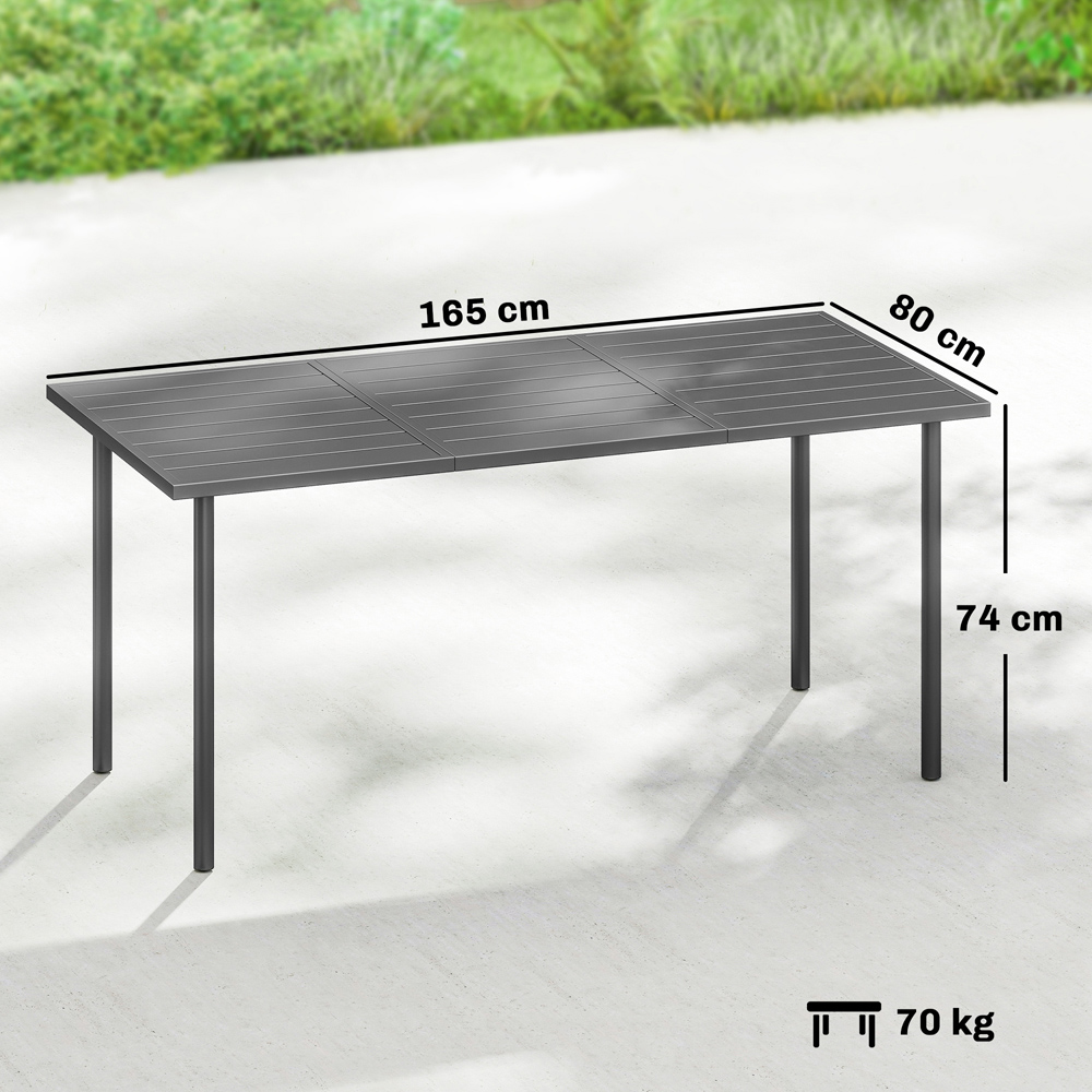 Outsunny 6 Seater Slatted Garden Dining Table Dark Grey Image 9